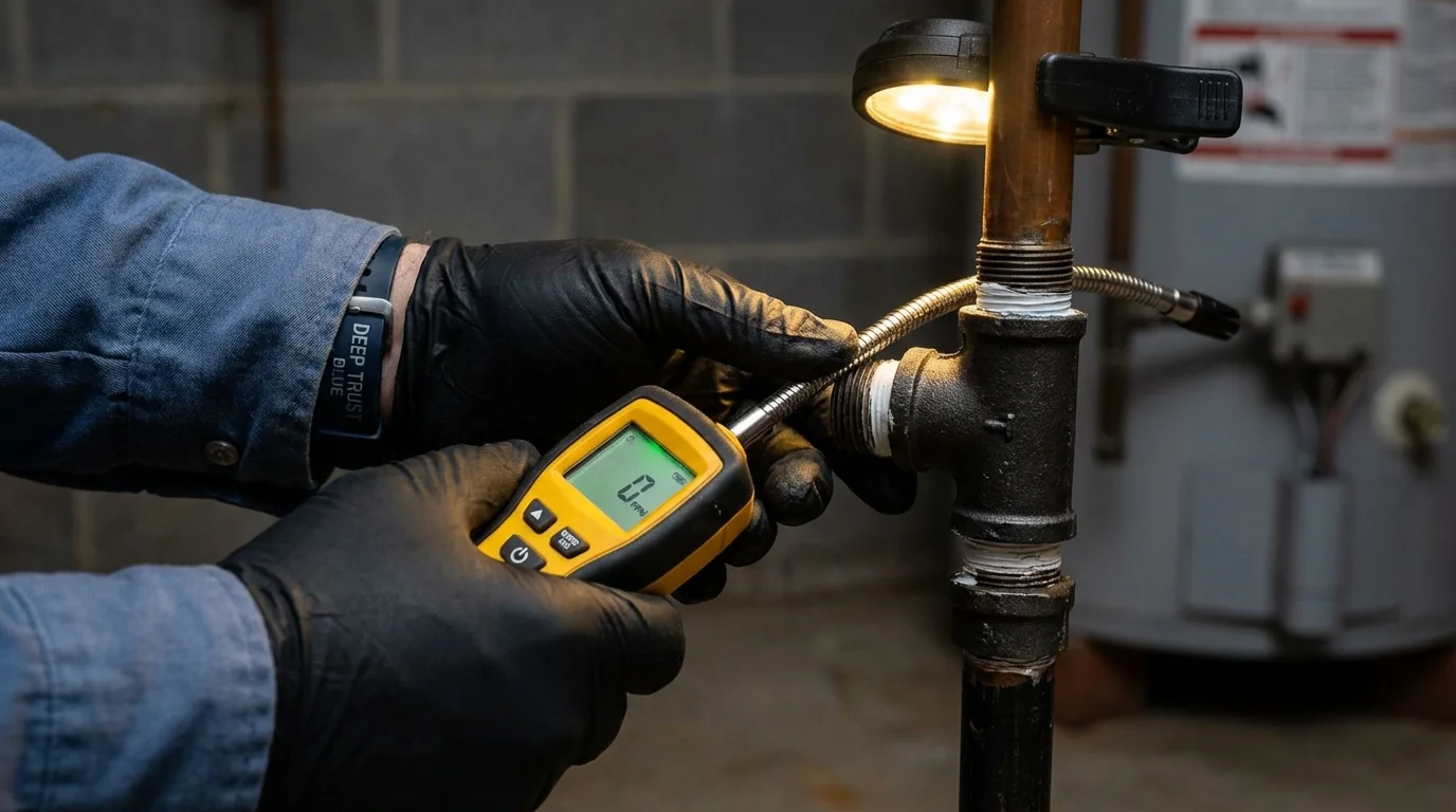 Gas leak detection with electronic sniffer by Johns Plumbing LLC in Charlottesville