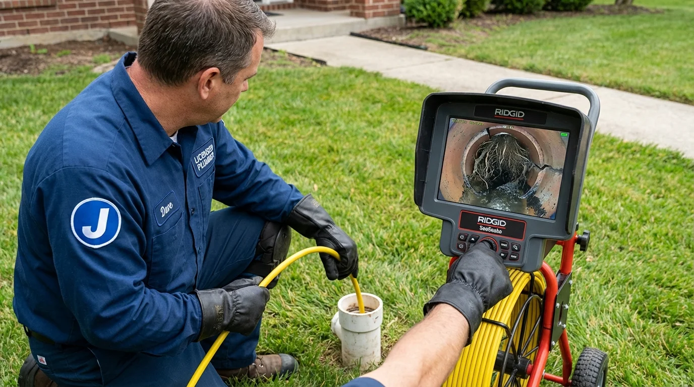 Sewer camera inspection being performed by Johns Plumbing LLC in Charlottesville