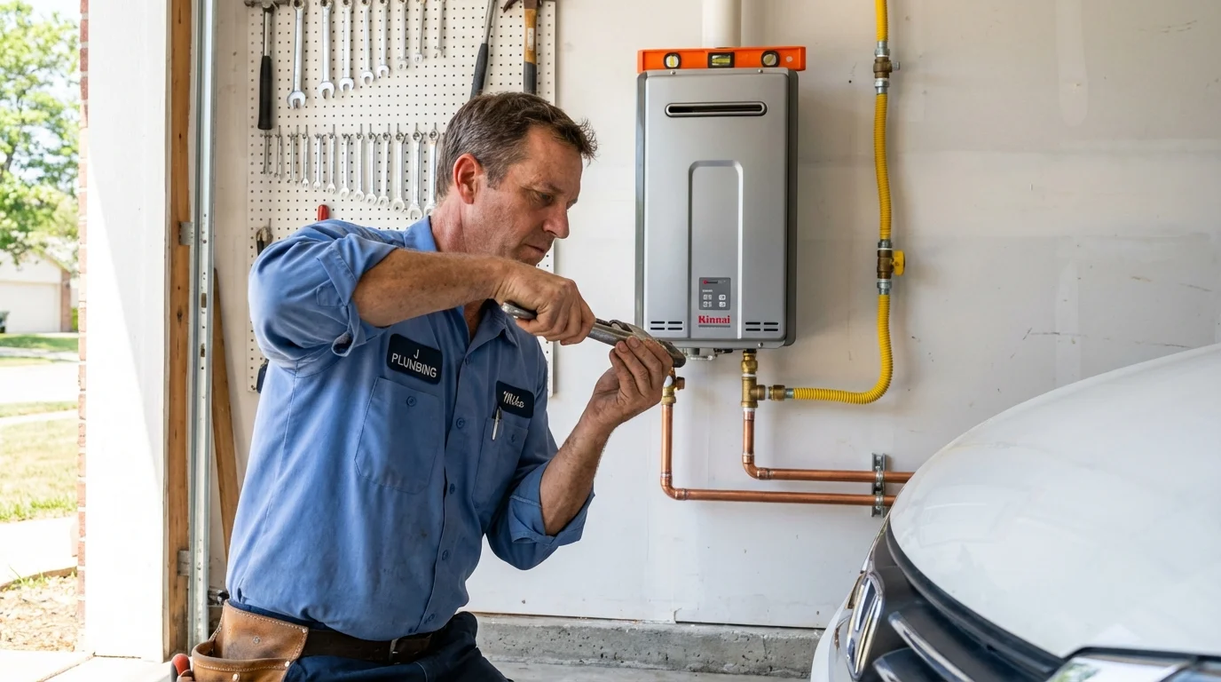 Tankless water heater installation by a Johns Plumbing LLC plumber in Charlottesville